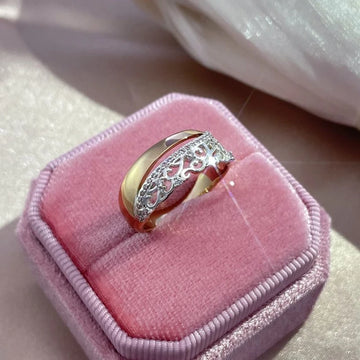 Fashion Micro-wax Inlay 14K Rolled Rose Gold AAA White Zircon Diamonds Crystal Flower Ring - Fine Jewellery